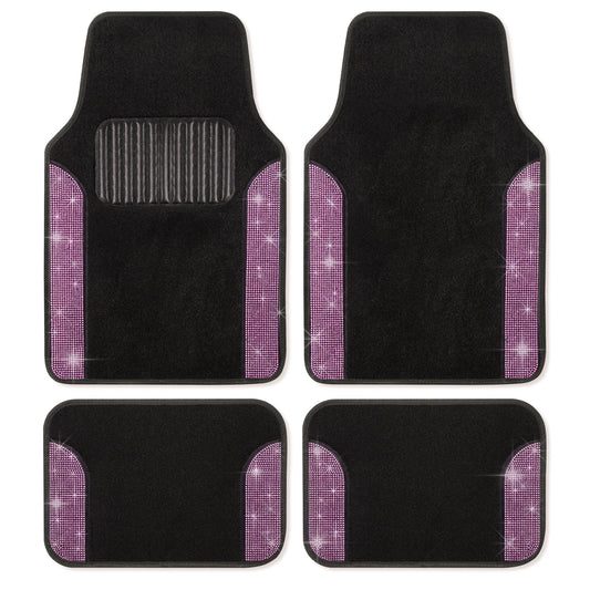 Product image: Carbella 4-Piece Diamond Bling Front Floor Mats and Rear Floor Mats - Light | JiangCarGear