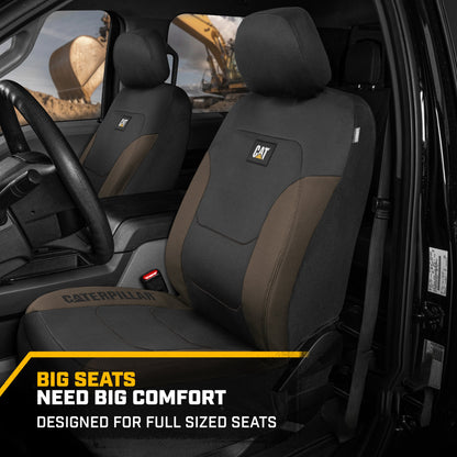 Cat® FlexFit™ Black Beige Seat Covers for Cars, Trucks, & SUV - Set of (2) Front Car Seat Cover Front Seat Protectors - Airbag Compatible Seat