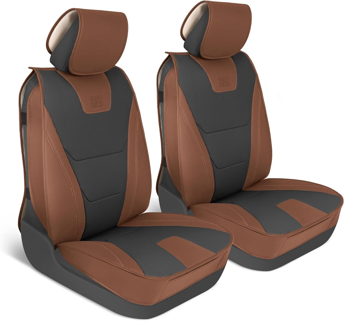 CAT® Edge Deluxe Car Seat Covers for Front Seats - Premium Two-Tone Faux Leather Seat Covers for Cars with Universal Fit, Rugged Automotive Seat