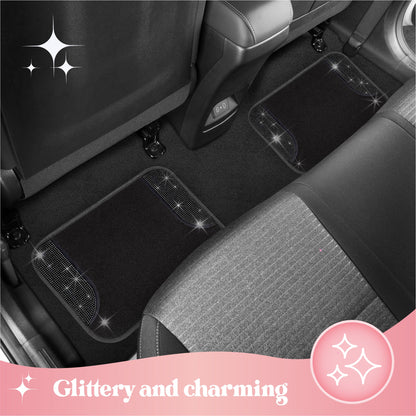 Carbella 4-Piece Black Diamond Crystals Front  Floor Mats and Rear Floor Mats