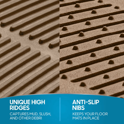 BDK 4-Piece Cushioned Grip Pad Front Floor Mats and Rear Floor Mats - Heavy Duty, All Weather, Trim to Fit
