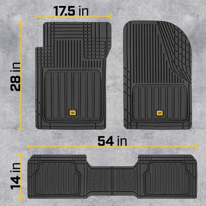 CAT 3-Piece ToughLiner Front Floor Mats and Rear Floor Mats - Heavy Duty, All Weather, Trim to Fit