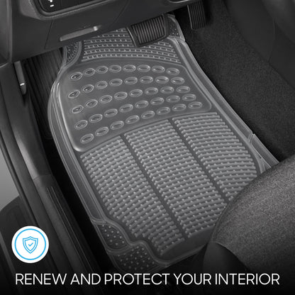 BDK 4-Piece Cushioned Grip Pad Front Floor Mats and Rear Floor Mats - Heavy Duty, All Weather, Trim to Fit