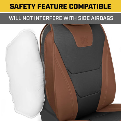 CAT® Edge Deluxe Car Seat Covers for Front Seats - Premium Two-Tone Faux Leather Seat Covers for Cars with Universal Fit, Rugged Automotive Seat