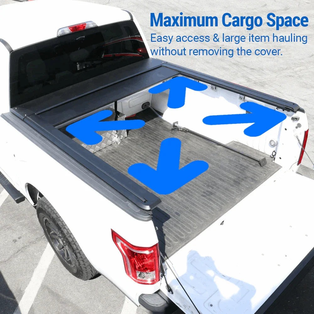 SYNETICUSA [2-in-1 Bundle] Ford F-250/F-350 Retractable Tonneau Cover w/ Rack System