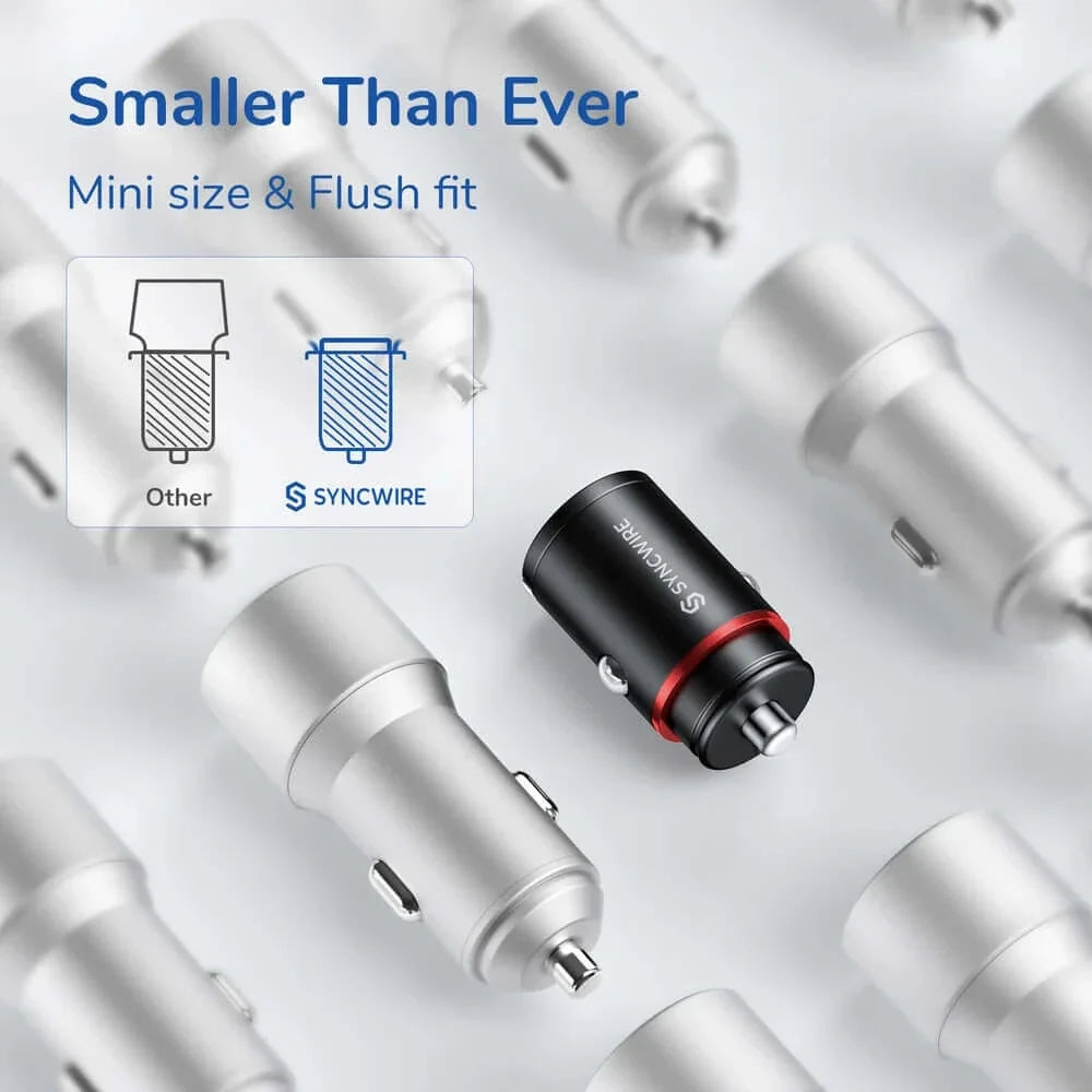 Syncwire 60W USB Car Charger Adapter [PD 30W & QC 30W] Fast Charging