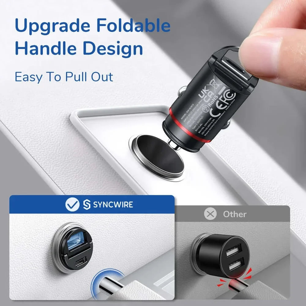 Syncwire 60W USB Car Charger Adapter [PD 30W & QC 30W] Fast Charging