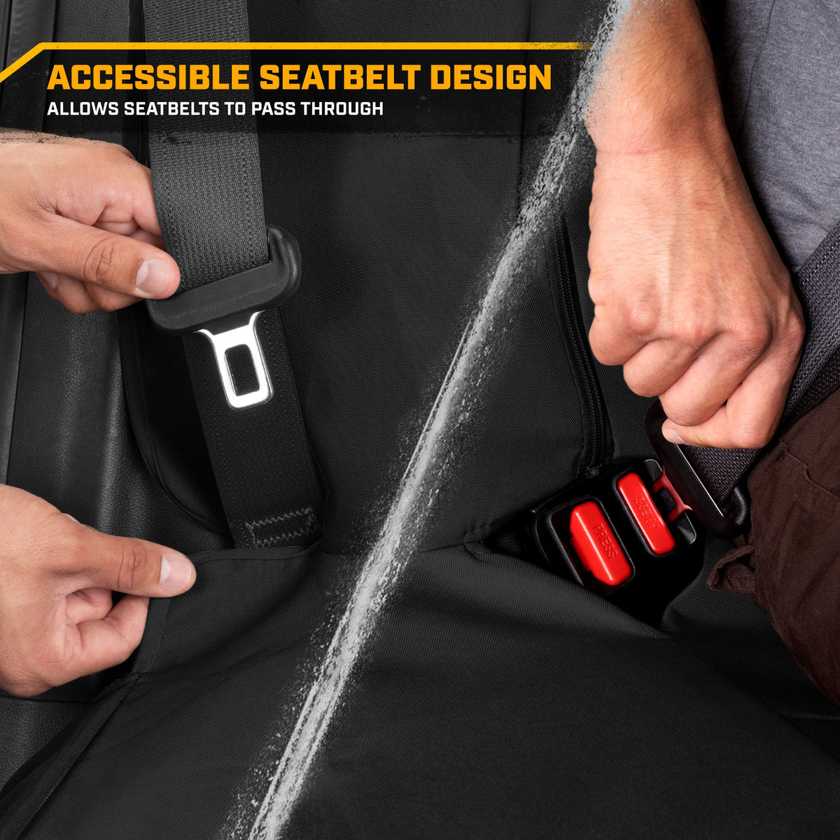CAT Black Rear Seat Cover for Trucks, Cars & SUVs – Heavy-Duty Oxford Canvas – 60/40 Split Bench Protector – Durable Back Seat Cover for Work