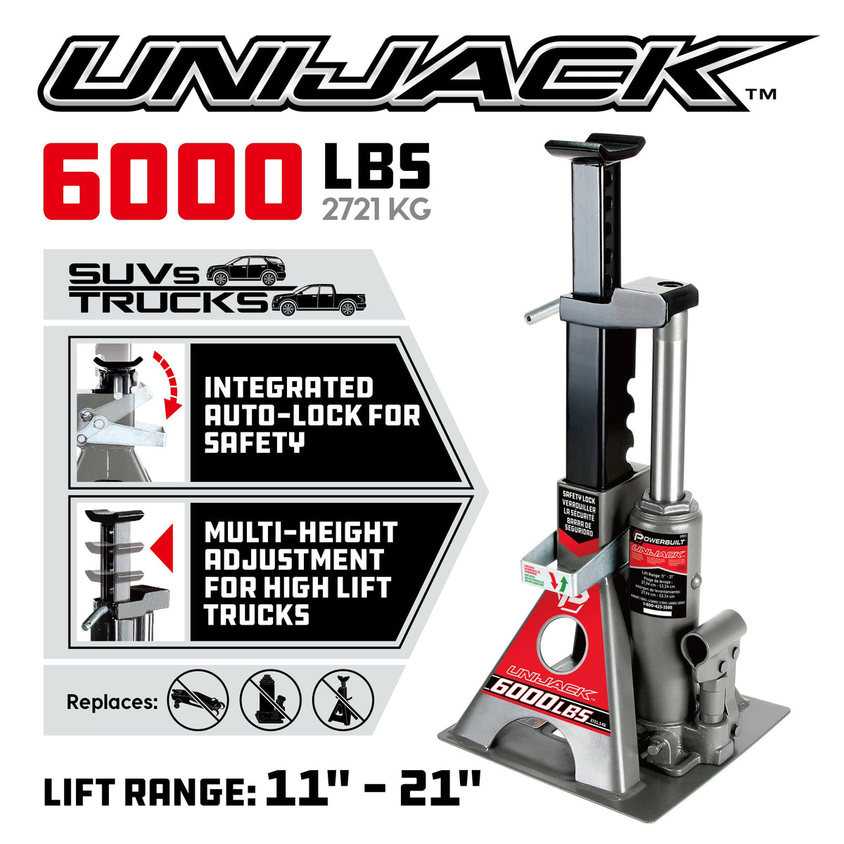 Powerbuilt 6000 Lb. Unijack Bottle Jack & Jackstand in One