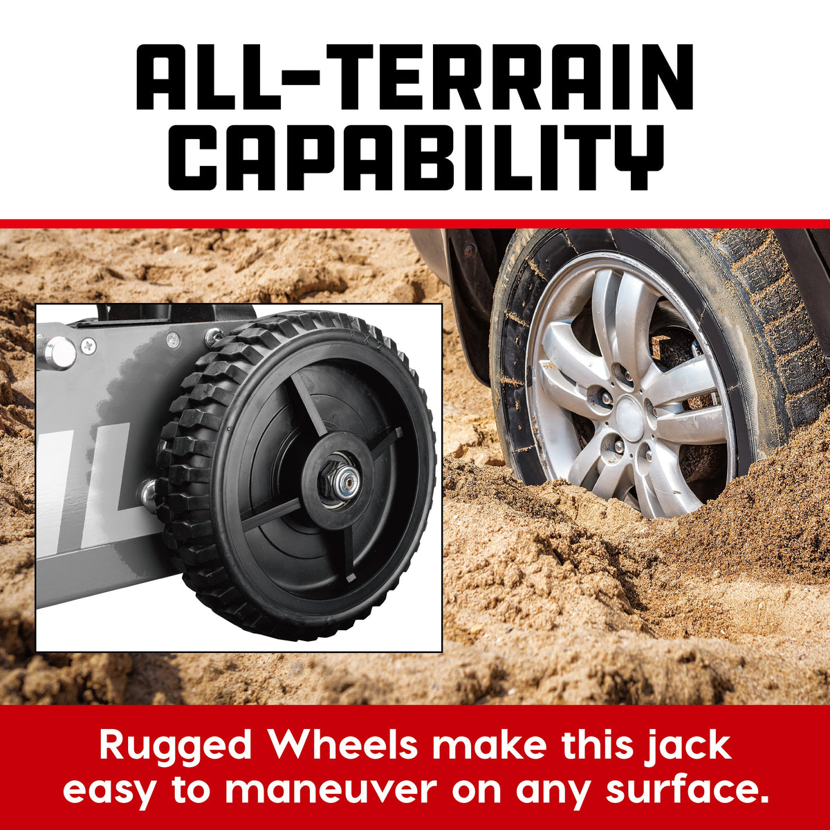 Powerbuilt 2.5 Ton Big Wheel Off Road Jack (Grey)