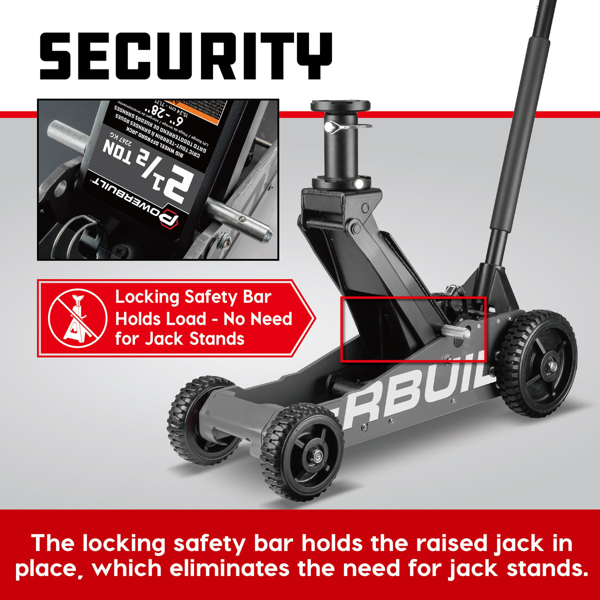 Powerbuilt 2.5 Ton Big Wheel Off Road Jack (Grey)