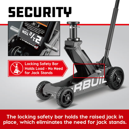 Powerbuilt 2.5 Ton Big Wheel Off Road Jack (Grey)