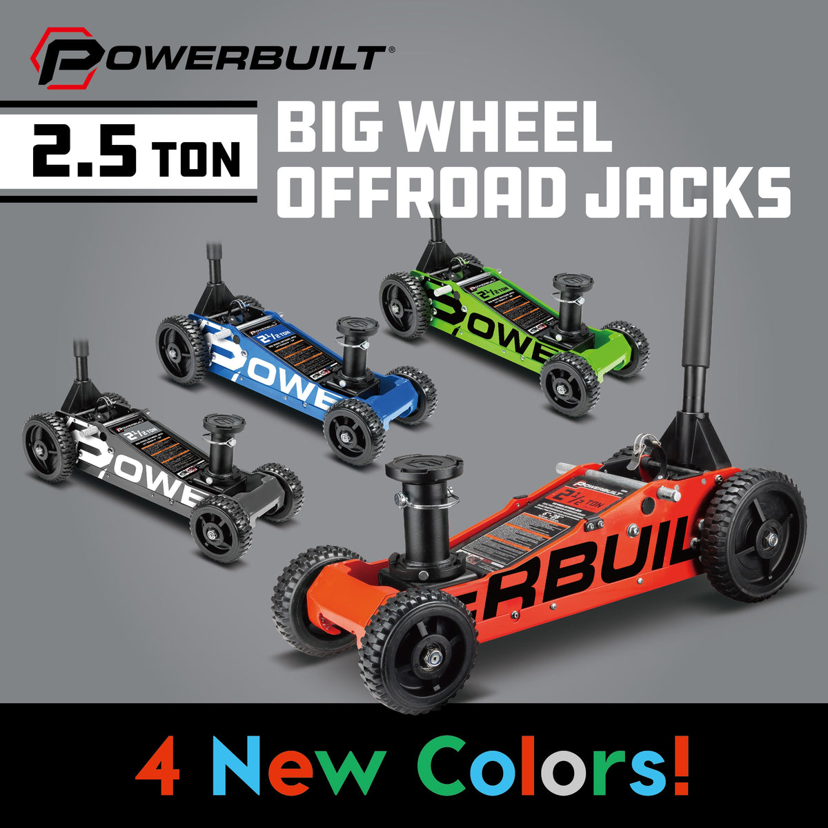 Powerbuilt 2.5 Ton Big Wheel Off Road Jack (Grey)