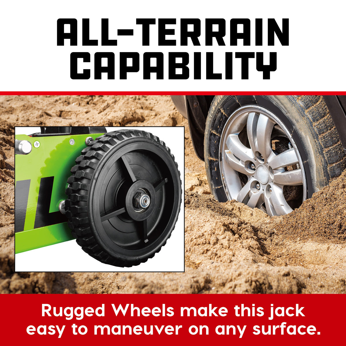 Powerbuilt 2.5 Ton Big Wheel Off Road Jack (Green)