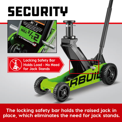 Powerbuilt 2.5 Ton Big Wheel Off Road Jack (Green)