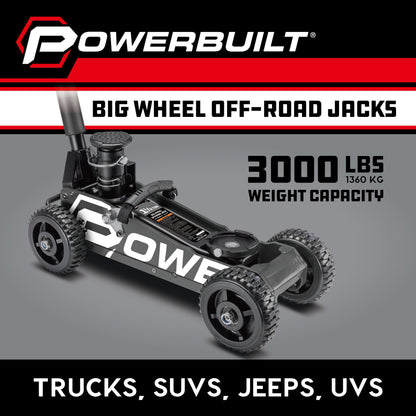 Powerbuilt 1.5 Ton Big Wheel Off Road Jack (Grey)
