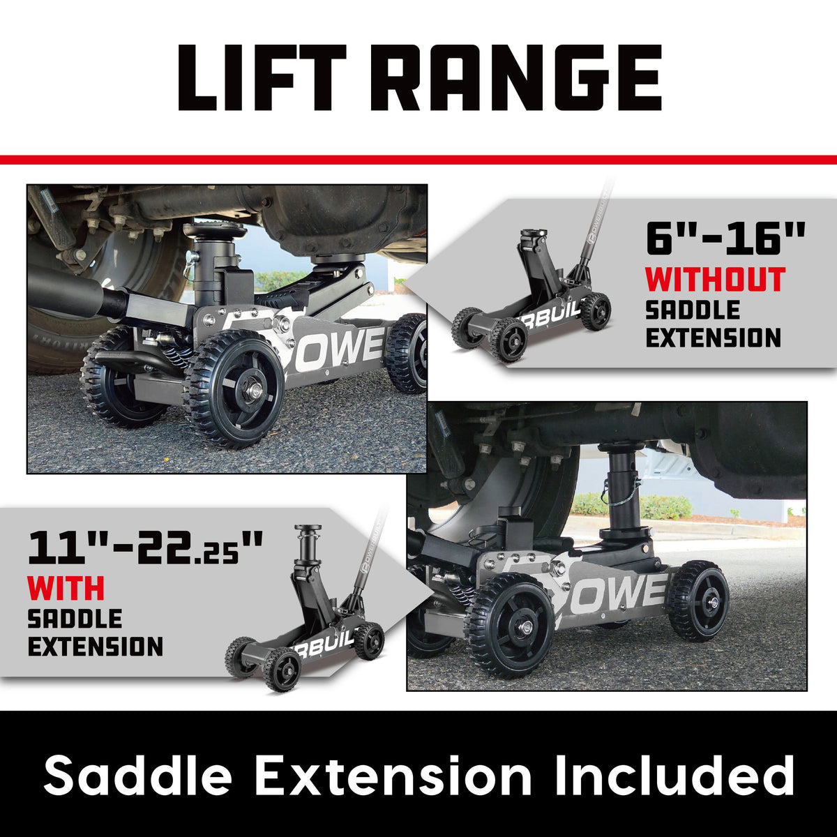 Powerbuilt 1.5 Ton Big Wheel Off Road Jack (Grey)