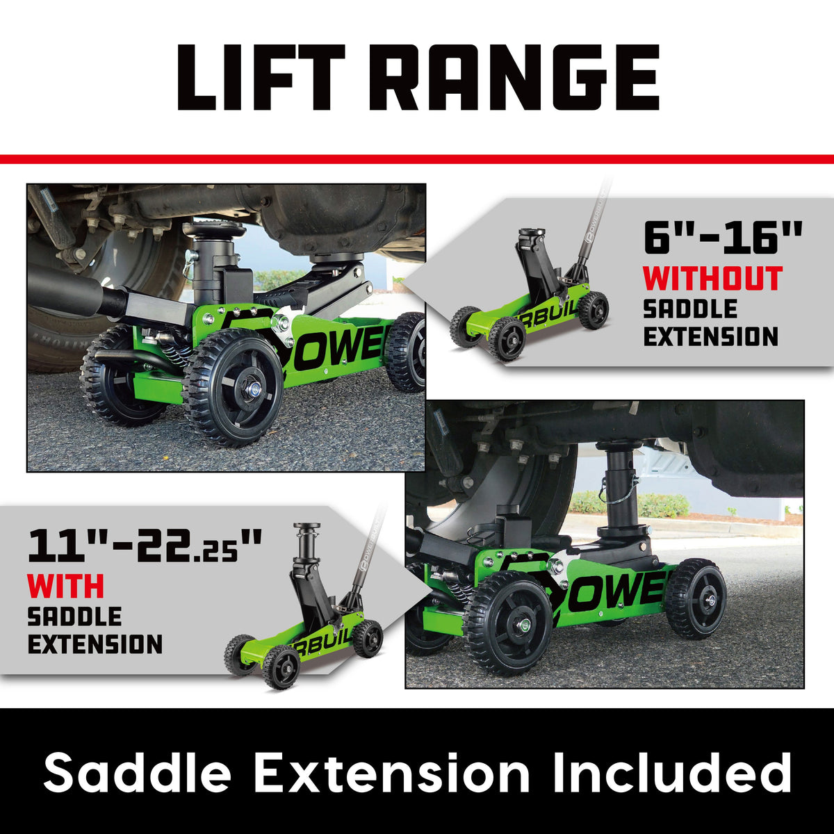 Powerbuilt 1.5 Ton Big Wheel Off Road Jack (Green)