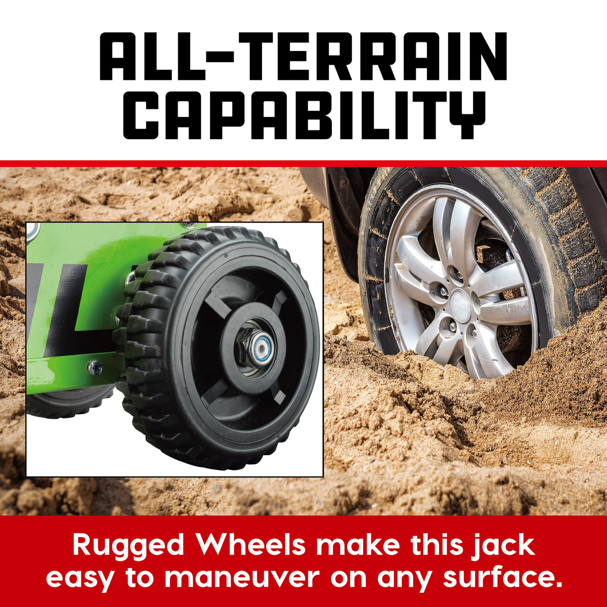 Powerbuilt 1.5 Ton Big Wheel Off Road Jack (Green)