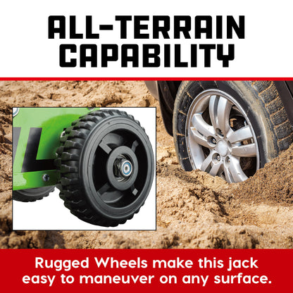 Powerbuilt 1.5 Ton Big Wheel Off Road Jack (Green)