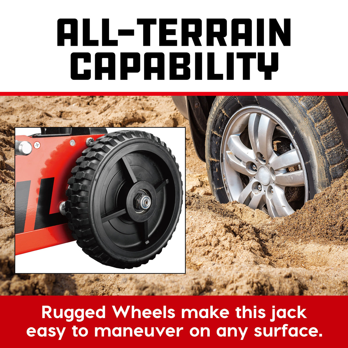 Powerbuilt 2.5 Ton Big Wheel Off-Road Jack (Orange)