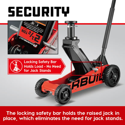 Powerbuilt 2.5 Ton Big Wheel Off-Road Jack (Orange)