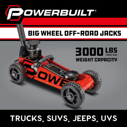 Powerbuilt 1.5 TON BIG WHEEL OFF ROAD JACK (Orange)