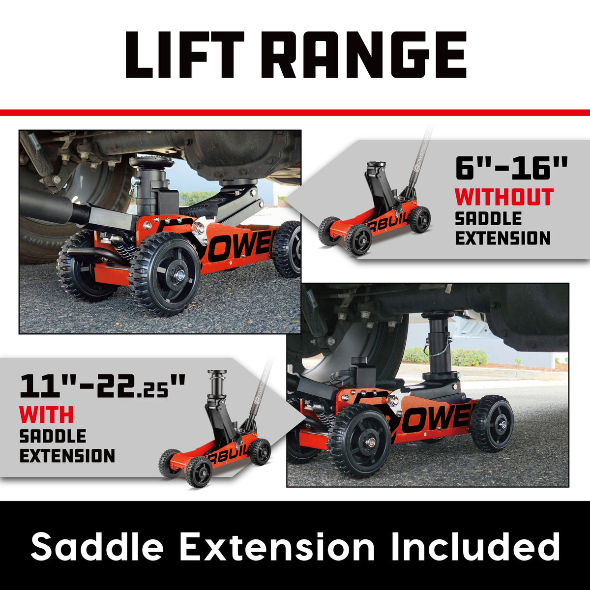 Powerbuilt 1.5 TON BIG WHEEL OFF ROAD JACK (Orange)