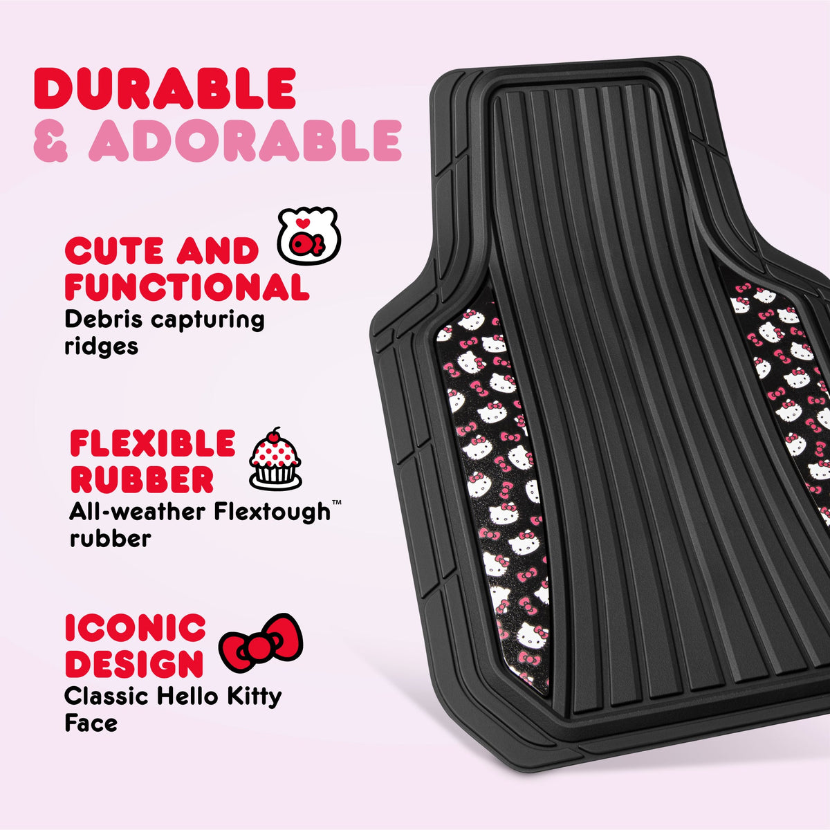 Hello Kitty Car Mats 4pc Floor Mats for Cars Trucks SUVs Kawaii Car Floor Mats for Women Men Accessories Rubber Heavy Duty Cute Non-Slip Always