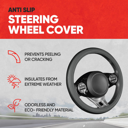 MotorTrend CarbonGripX Non-Slip Carbon Fiber Steering Wheel Cover (Fits 14.5" - 15.5")