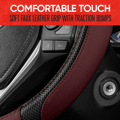 MotorTrend GripTech Enhanced Traction Steering Wheel Cover (Fits 14.5" - 15.5")