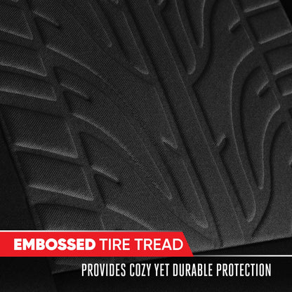 MotorTrend GrandPrix Tire Embossed Front Seat Covers and Rear Seat Covers - Black