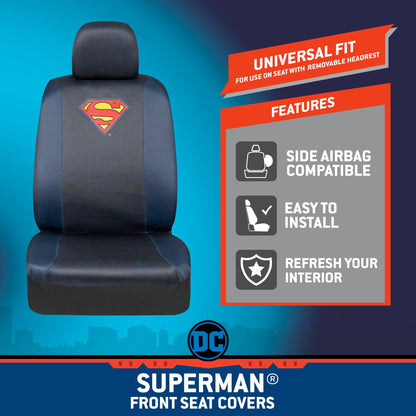 Warner Bros DC Comics 2-Pack Superman Logo Front Seat Covers