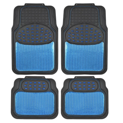 BDK 4-Piece Centered Cushioned Grip Pad Front Floors Mats and Rear Floor Mats - Heavy Duty, All Weather, Trim to Fit