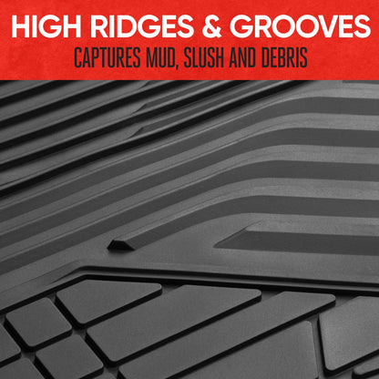 MotorTrend 3-Piece Raised Ridge Multi-Channel Front Floor Mats and Rear Floor Mat - Heavy Duty, All Weather, Trim to Fit