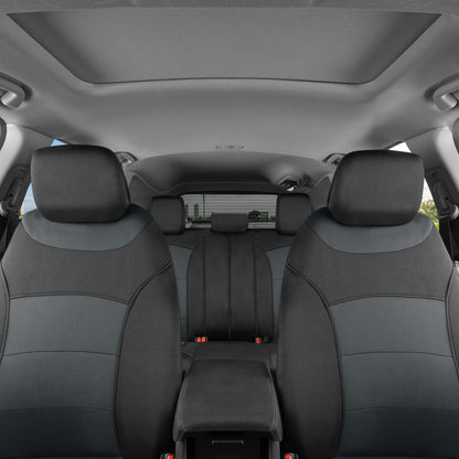 BDK carXS Turismo Car Seat Covers Full Set, Beige Two-Tone Front Seat Covers with Split Rear Bench Back Seat Cover, Automotive Seat Covers for