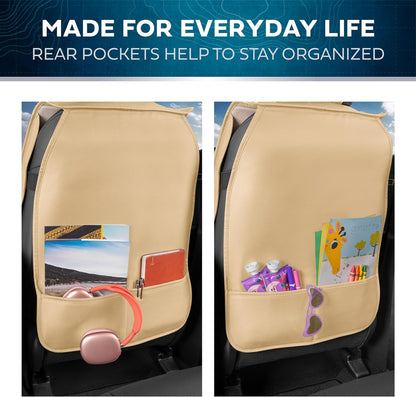 Car Seat Covers - DiamondLux Edition Premium Faux Leather Seat Protectors - Double Cross Stitched Cushioned Automotive Accessories for Trucks