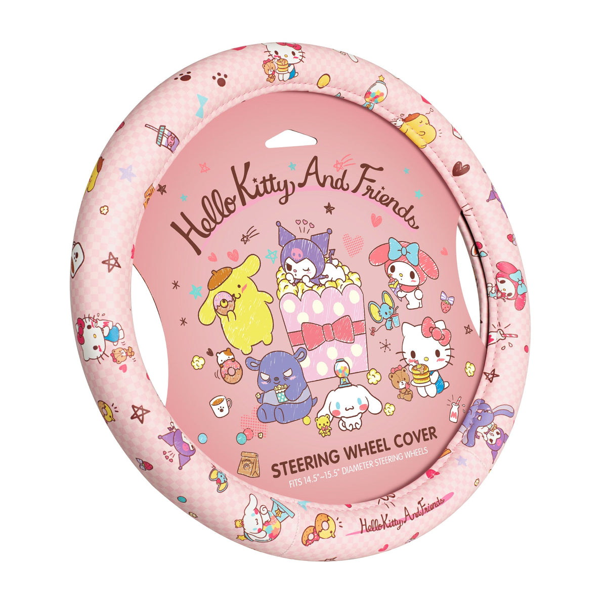 Hello Kitty and Friends Steering Wheel Cover, Universal Fit Cute Accessories for Women, Stylish Decor Gift Hello Accessories - Fits Standard