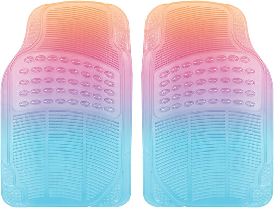 Carbella 2-Piece Cushioned Grip Pad Front Floor Mats - Heavy Duty, All Weather, Trim to Fit