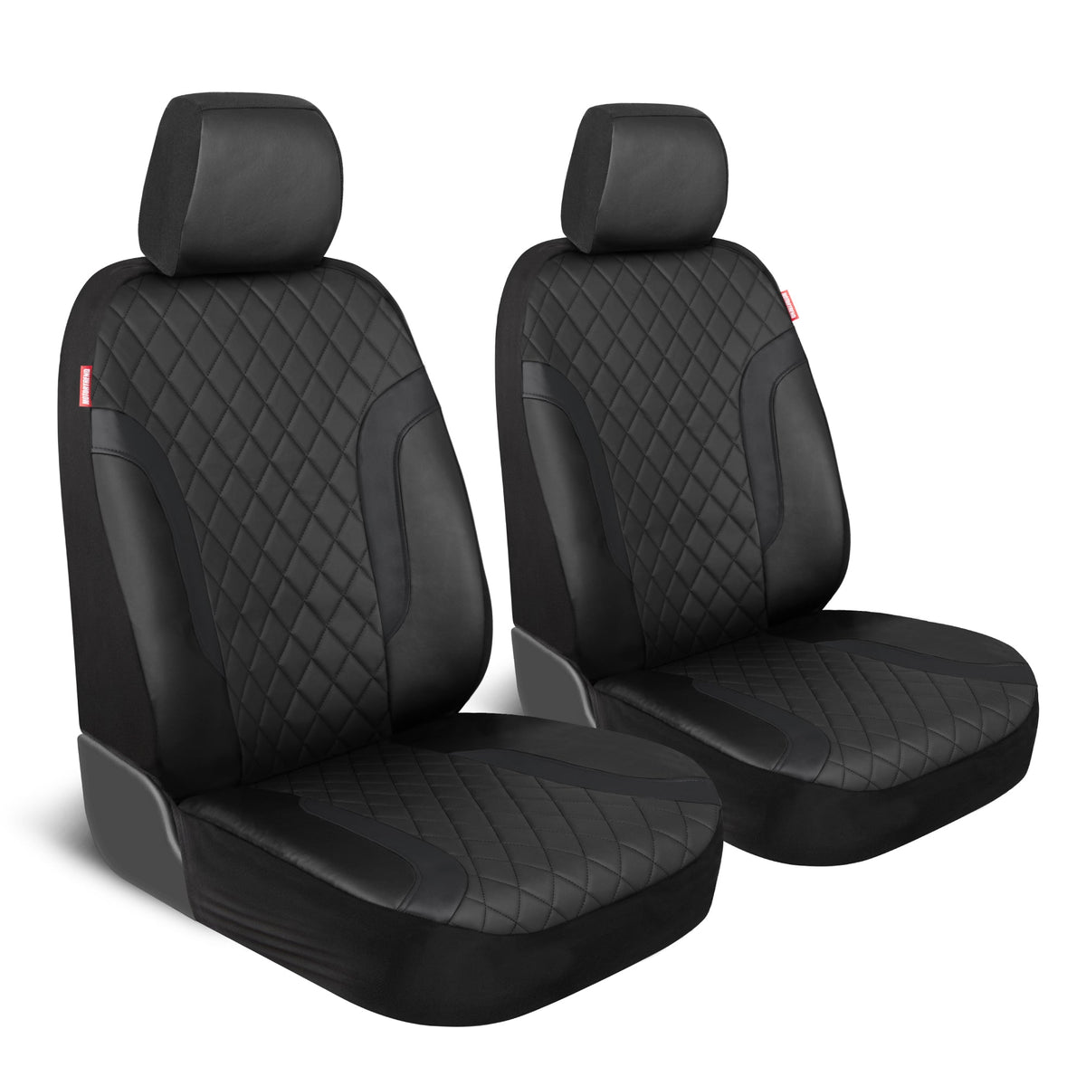 Motor Trend Faux Leather Seat Covers For Trucks, Cars, & SUV - Front Black Car Seat Cover Set - Universal Fit For Most Automotives - Forros Para