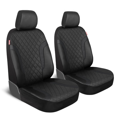 Motor Trend Faux Leather Seat Covers For Trucks, Cars, & SUV - Front Black Car Seat Cover Set - Universal Fit For Most Automotives - Forros Para