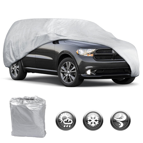 MotorTrend Single Layer Poly Vehicle Cover with Storage Bag and Cable Lock for Cars, SUVs, Trucks, Vans - Universal Fit, All Weather