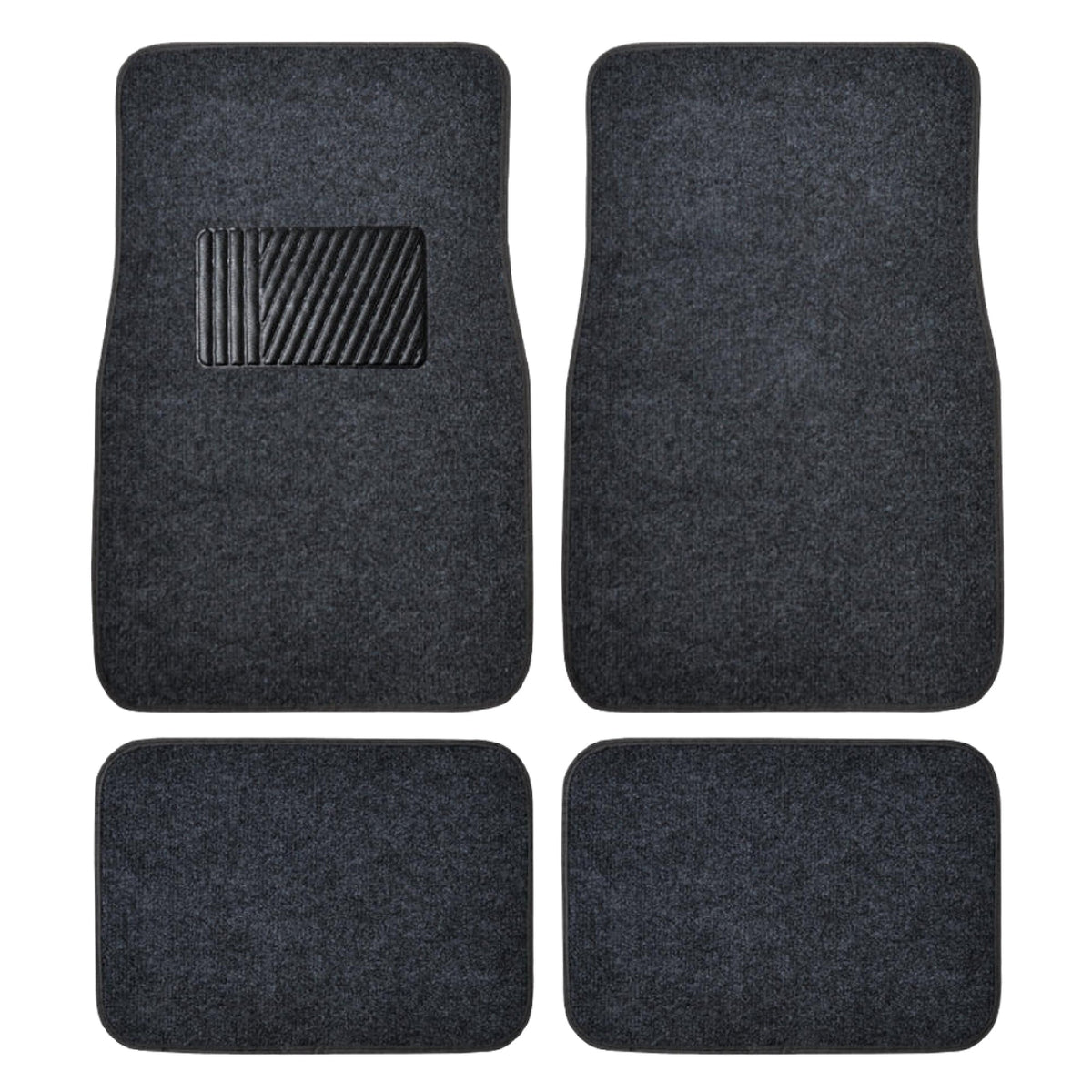 BDK 4-Piece Premium Carpet Non-Slip Heel Pad Front Floor Mats and Rear Floor Mats - Dark Gray