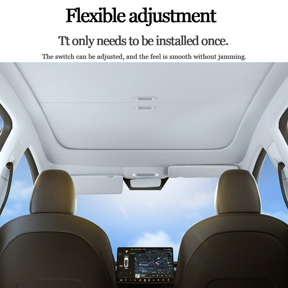 EVBASE Model Y Retractable Sunshade Glass Roof Sun Visor with Roll Fabric Style