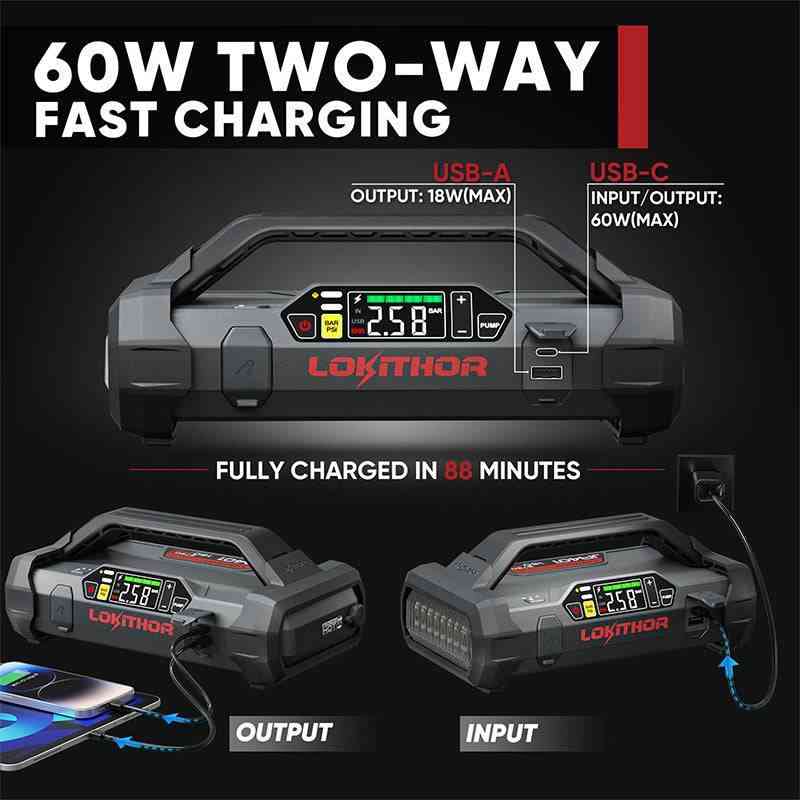 LOKITHOR JA401 Jump Starter 3750A + 100W Charge + EVA Case