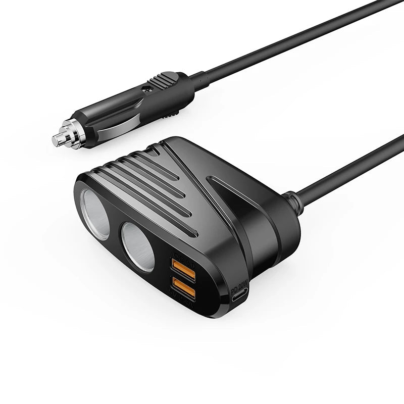 CARPURIDE Car charger mobile phone charger cigarette lighter dispenser with 2USB ports dual QC3.0 fast charging 20W USB-C