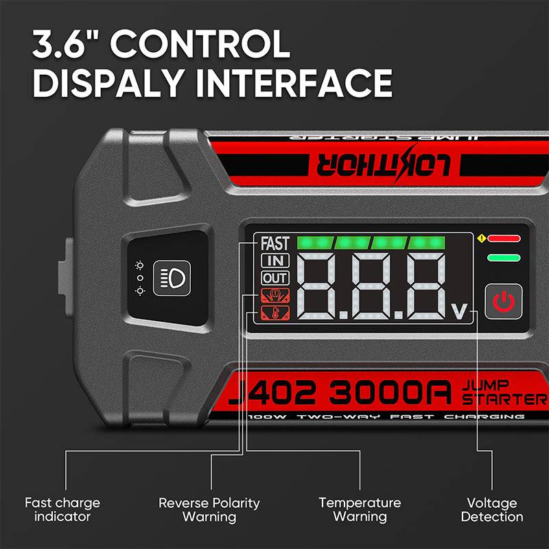 LOKITHOR J402 Portable Jump Starter 3000A Peak with ConnectMax Tech for 9.0L Gas/7.0L Diesel