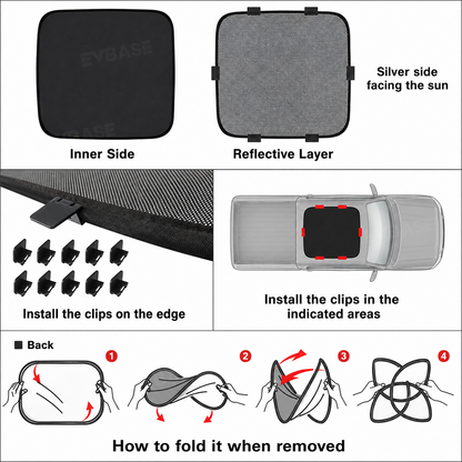 EVBASE Roof Sunshade for Chevrolet Silverado EV RST/GMC Sierra EV Denali Reflective UV Heat Blocker Sun Protection Sun Visor