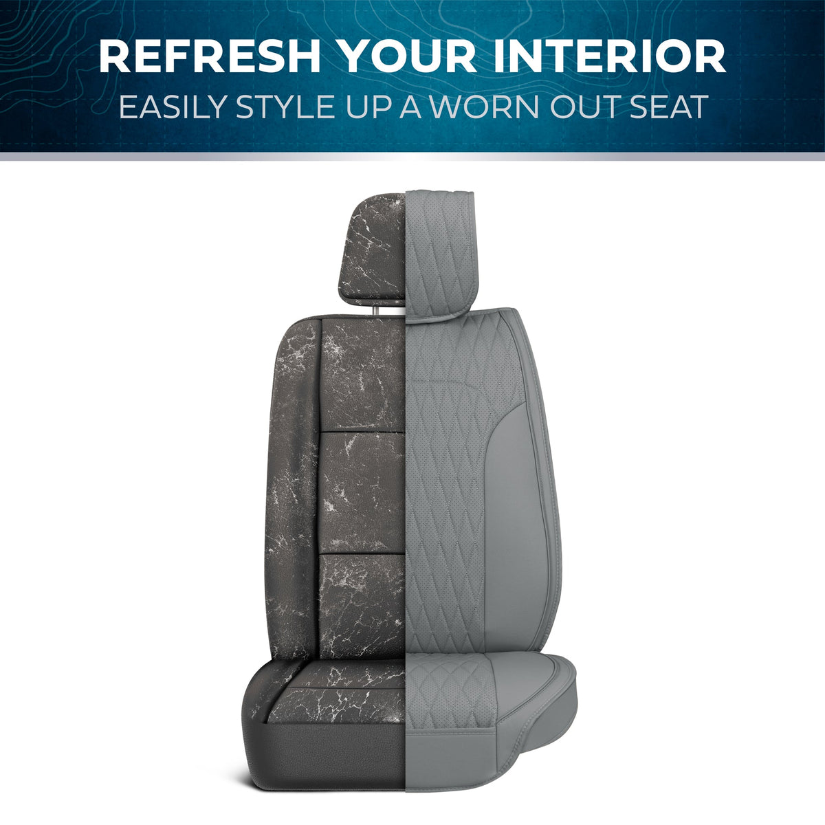 Car Seat Covers - DiamondLux Edition Premium Faux Leather Seat Protectors - Double Cross Stitched Cushioned Automotive Accessories for Trucks
