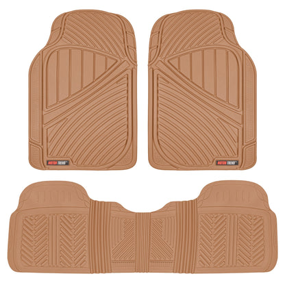 MotorTrend 3-Piece FlexTough Performance Deep Channel Front Floor Mats and Rear Floor Mat - Heavy Duty, All Weather, Trim to Fit